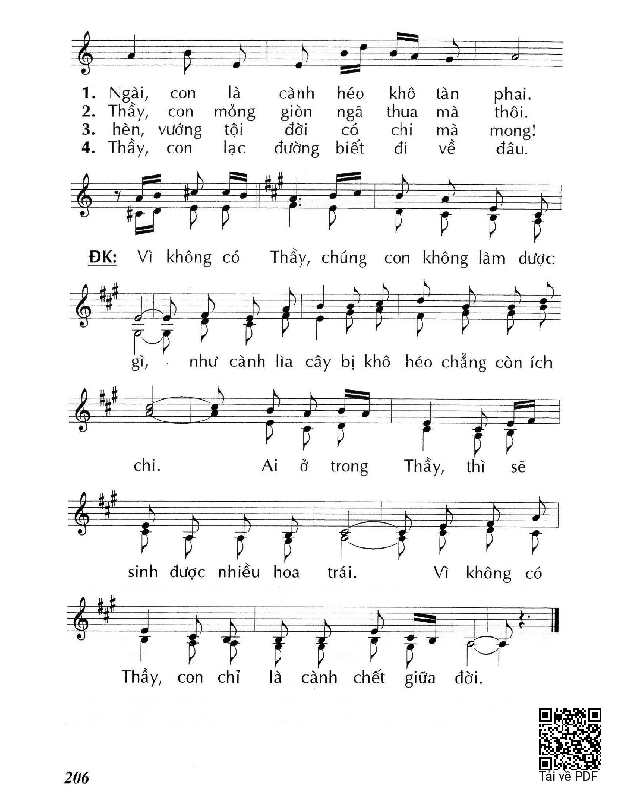 Trang 2 của Sheet nhạc PDF bài hát Như cành lìa cây (Ga. 15) - Huy Hoàng