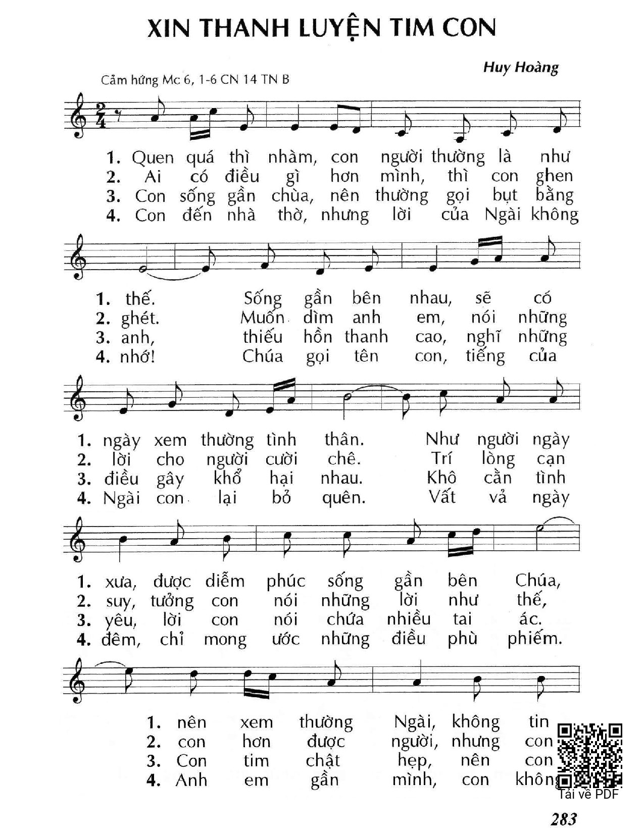 Sheet nhạc PDF bài Xin thanh luyện tim con (Mc. 6)