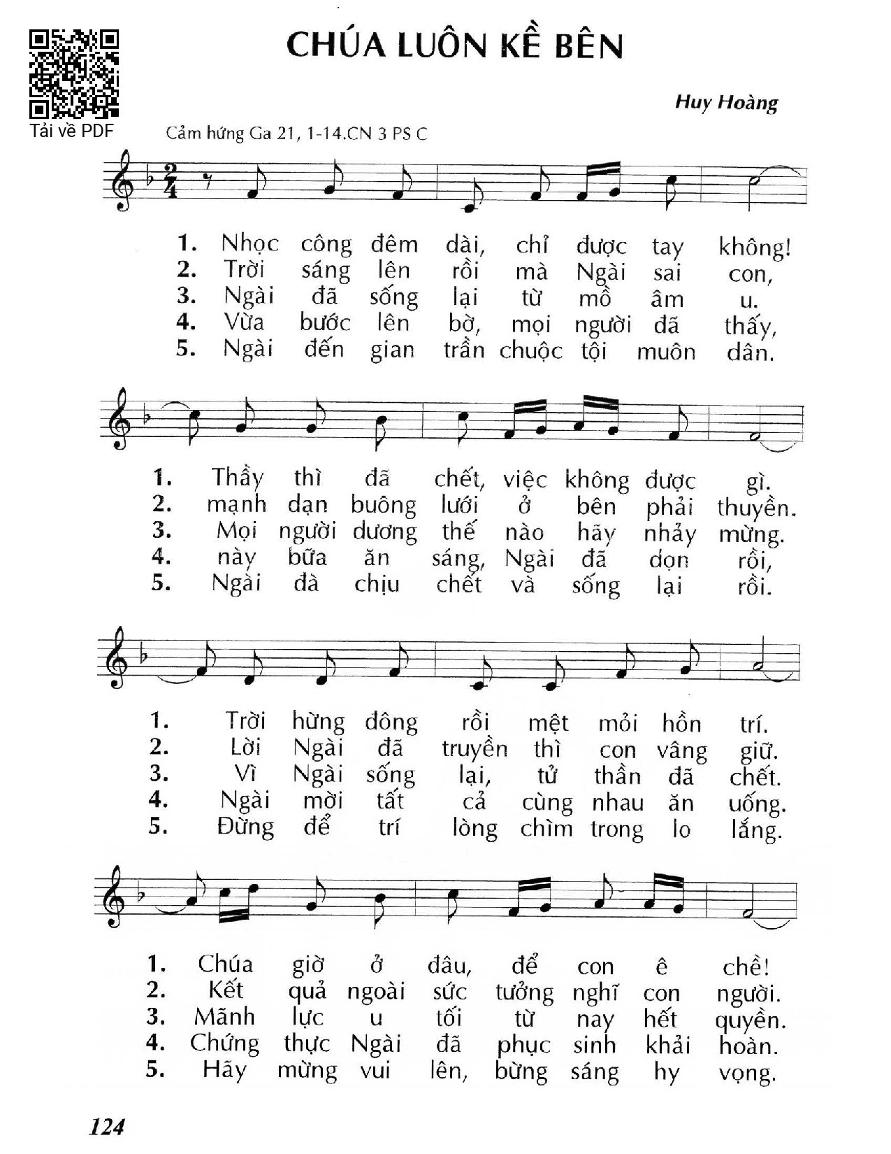 Sheet nhạc PDF bài Chúa luôn kề bên (Ga. 21)