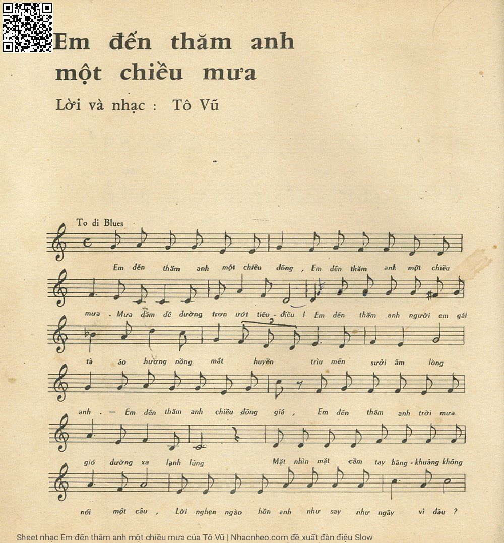 Trang 4 của Sheet nhạc PDF bài hát Em đến thăm anh một chiều mưa - Tô Vũ, 1. Em đến  thăm anh một chiều đông. Em đến  thăm anh một chiều  mưa Mưa  dầm dề, đường  trơn ướt tiêu điều
