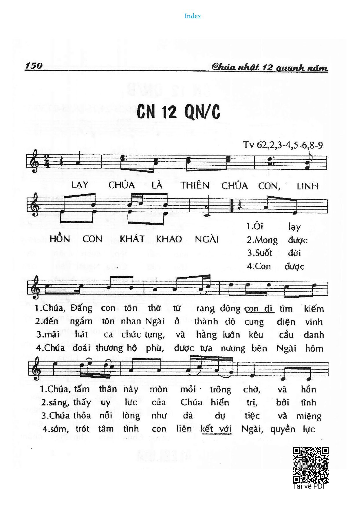 Trang 1 của Sheet nhạc PDF bài hát Chúa Nhật 12C Thường Niên (Thánh Vịnh 62) - Huy Hoàng