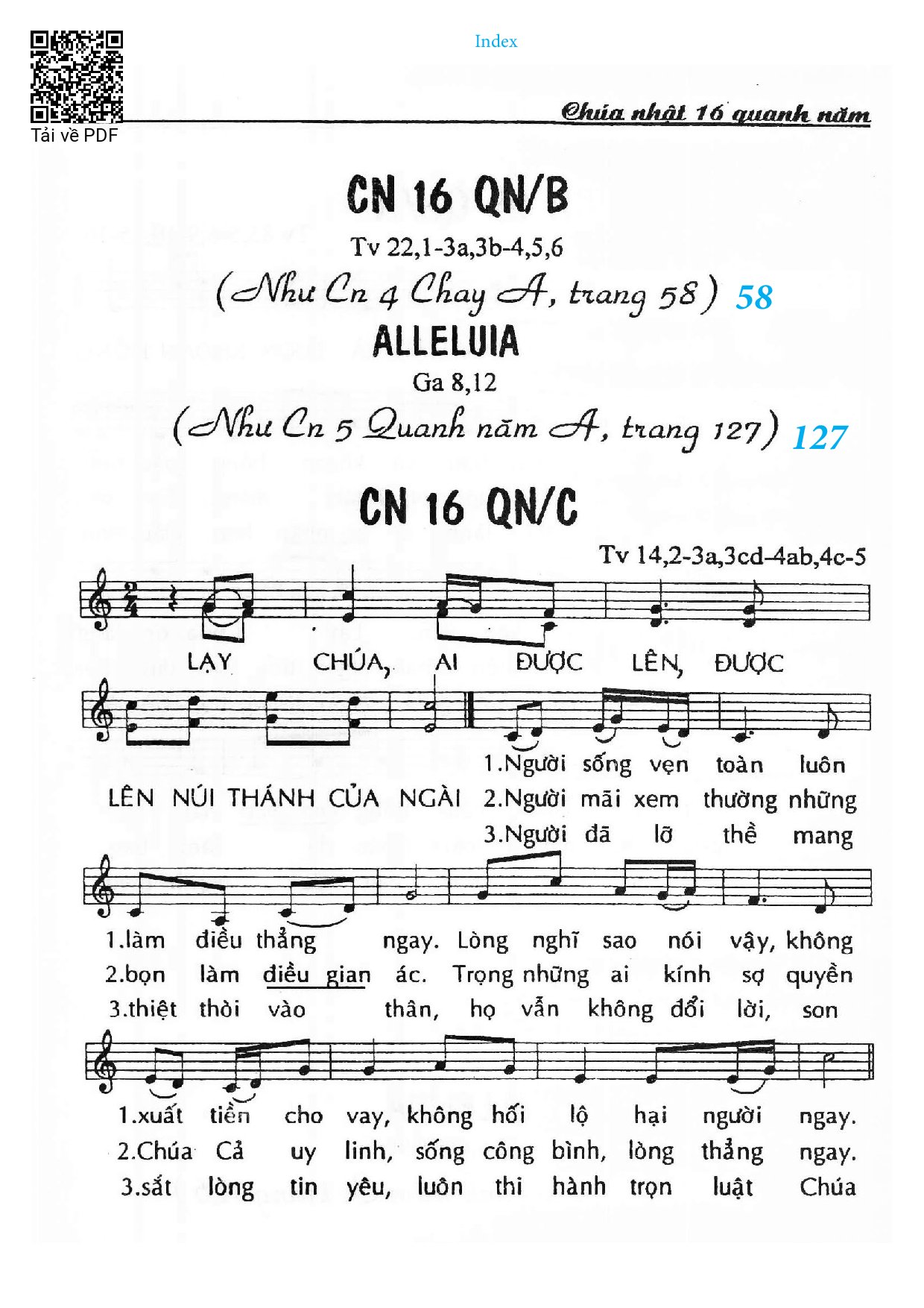 Trang 1 của Sheet nhạc PDF bài hát Chúa Nhật 16C Thường Niên (Thánh Vịnh 14) - Huy Hoàng