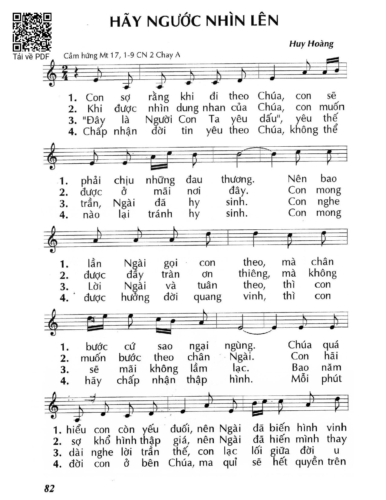 Sheet nhạc PDF bài Hãy ngước nhìn lên (Mt. 17)