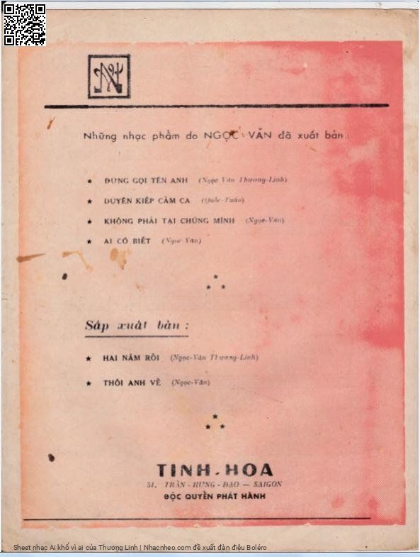 Trang 4 của Sheet nhạc PDF bài hát Ai khổ vì ai - Thương Linh, 1. Anh biết chăng  anh, em khổ vì ai,  em khóc vì  ai.. Ngày vui đã  tan, nhân tình thế  thái còn lại đống tro  tàn.