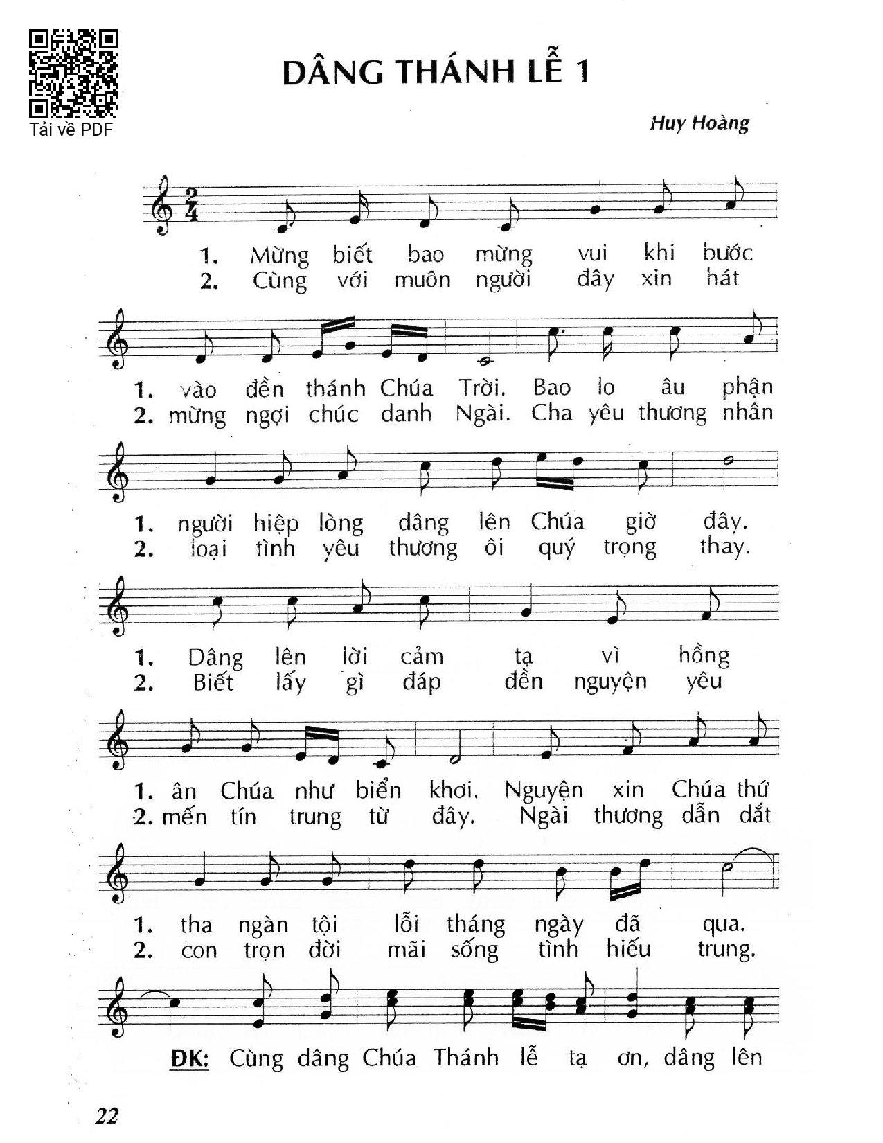 Trang 1 của Sheet nhạc PDF bài hát Dâng Thánh lễ/1 - Huy Hoàng