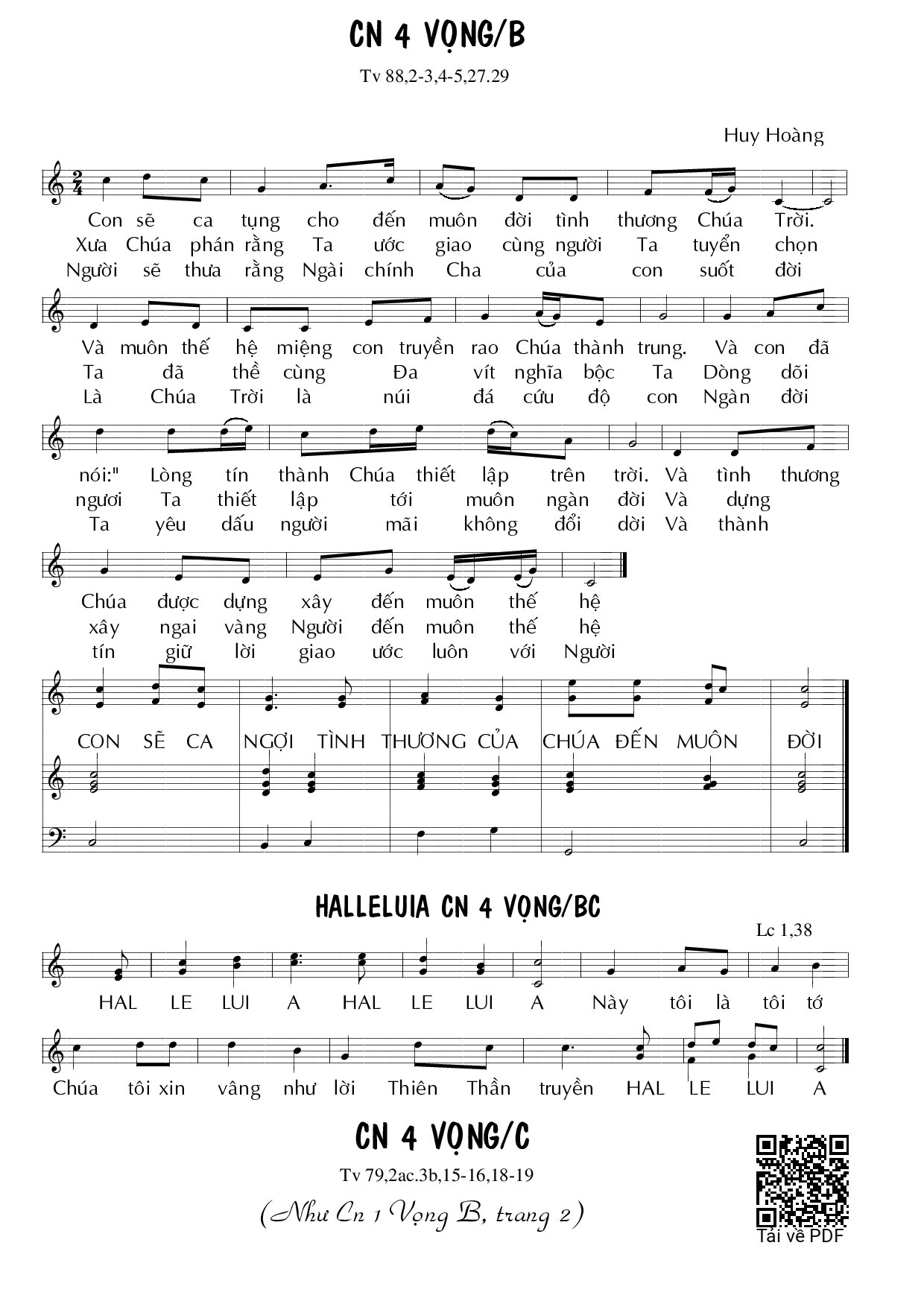 Trang 1 của Sheet nhạc PDF bài hát Chúa nhật 4B Mùa Vọng  - Huy Hoàng