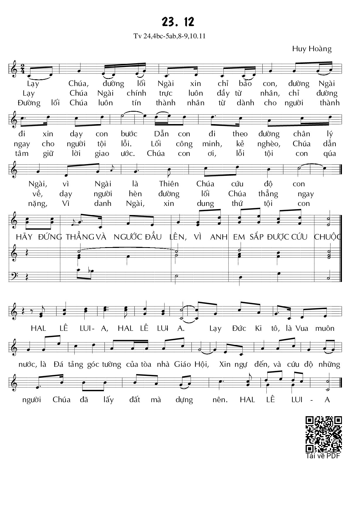 Trang 1 của Sheet nhạc PDF bài hát Đáp ca ngày 23.12 - Huy Hoàng