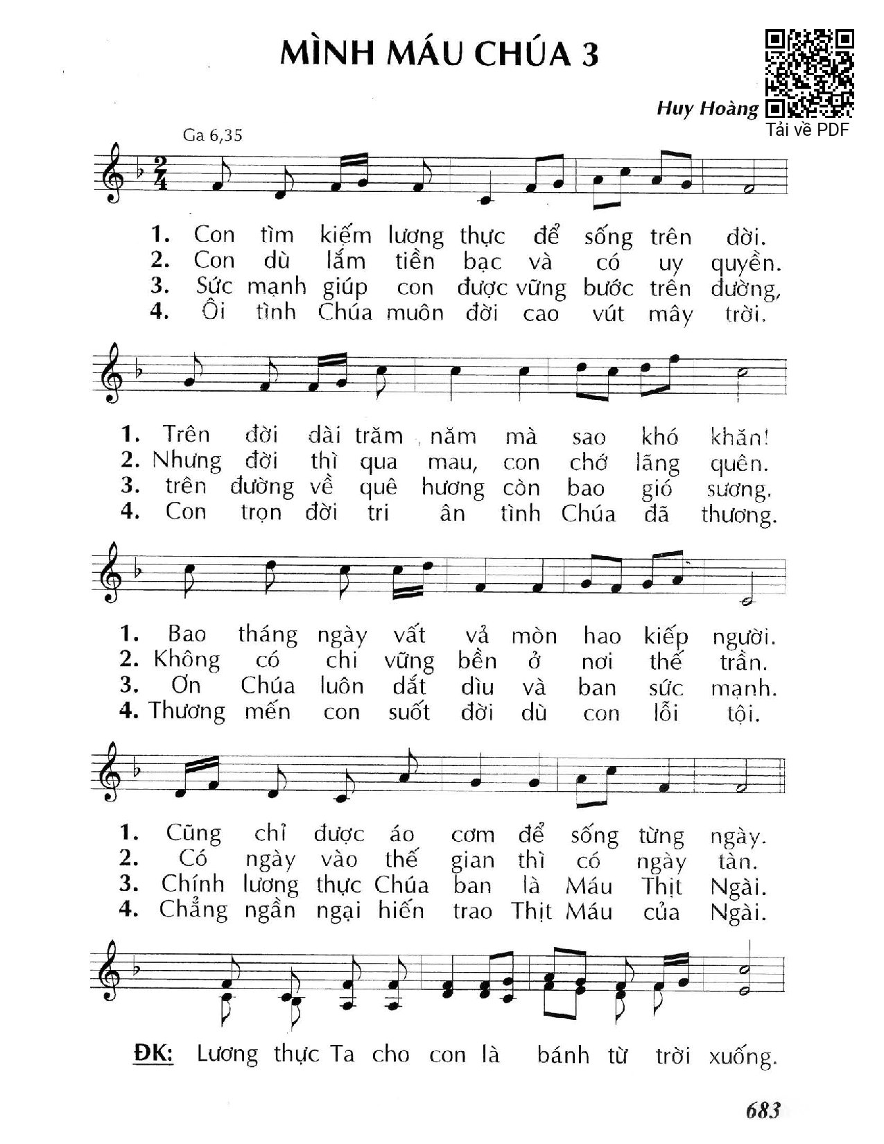 Sheet nhạc PDF bài Mình Máu Chúa /3