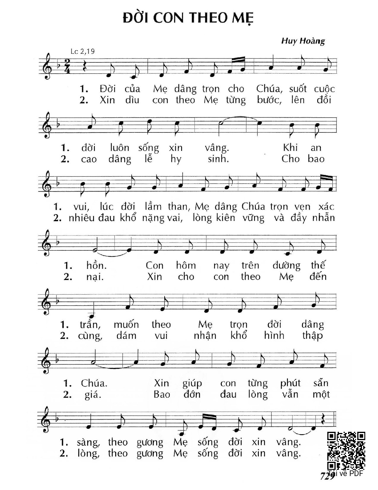 Sheet nhạc PDF bài Đời con theo Mẹ