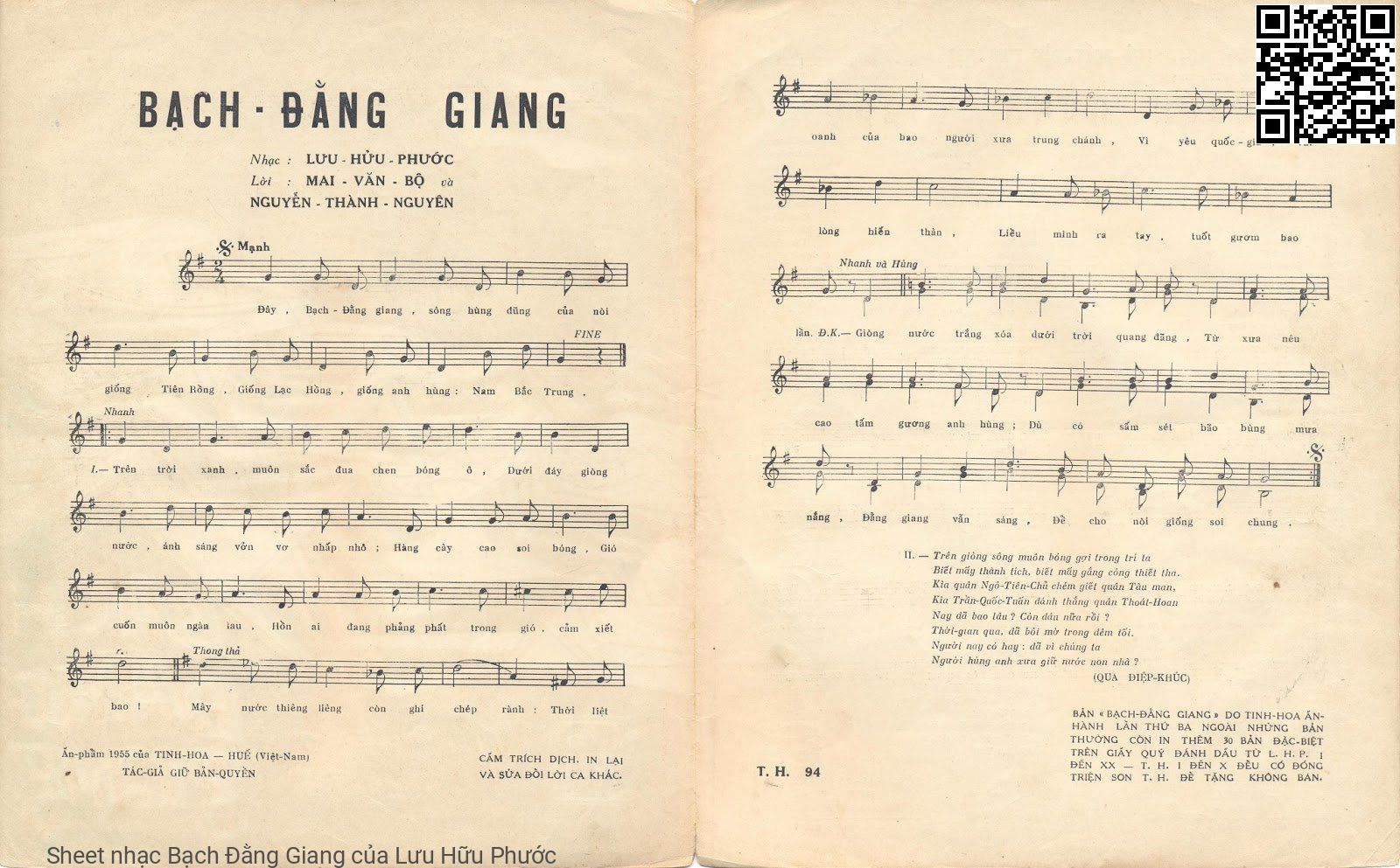 Trang 2 của Sheet nhạc PDF bài hát Bạch Đằng Giang - Lưu Hữu Phước, Đây Bạch Đằng Giang sông hùng dũng của nòi  giống Tiên  Rồng. Giống Lạc  Hồng, giống anh  hùng, Nam Bắc  Trung