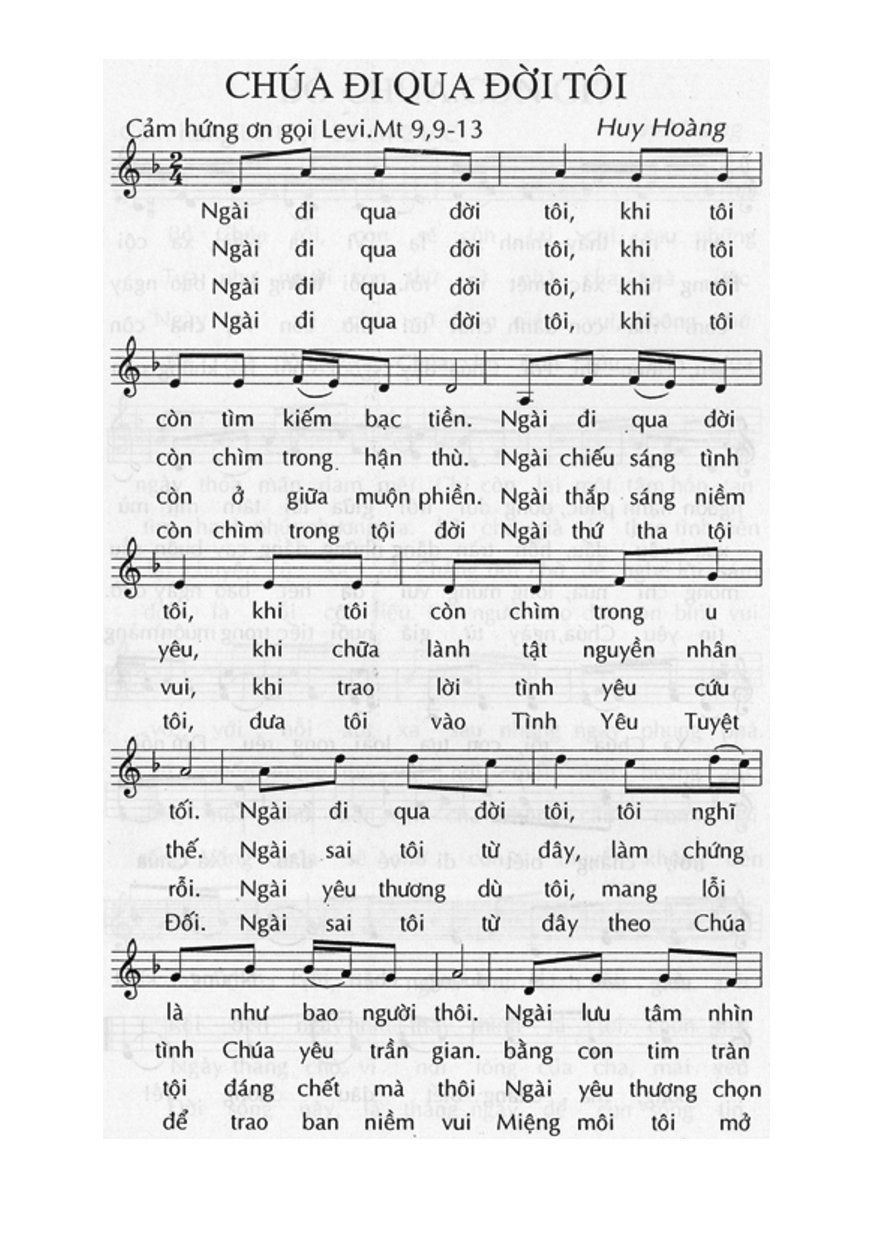 Sheet nhạc PDF bài Chúa đi qua đời tôi 