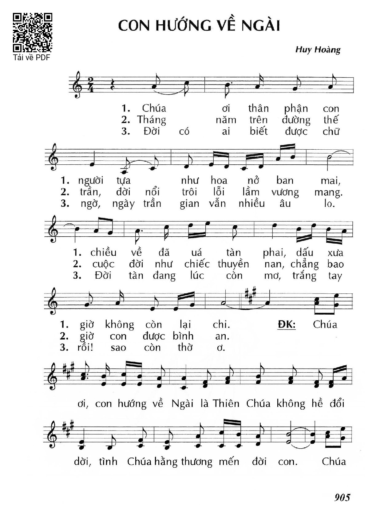 Trang 1 của Sheet nhạc PDF bài hát Con hướng về Ngài - Huy Hoàng