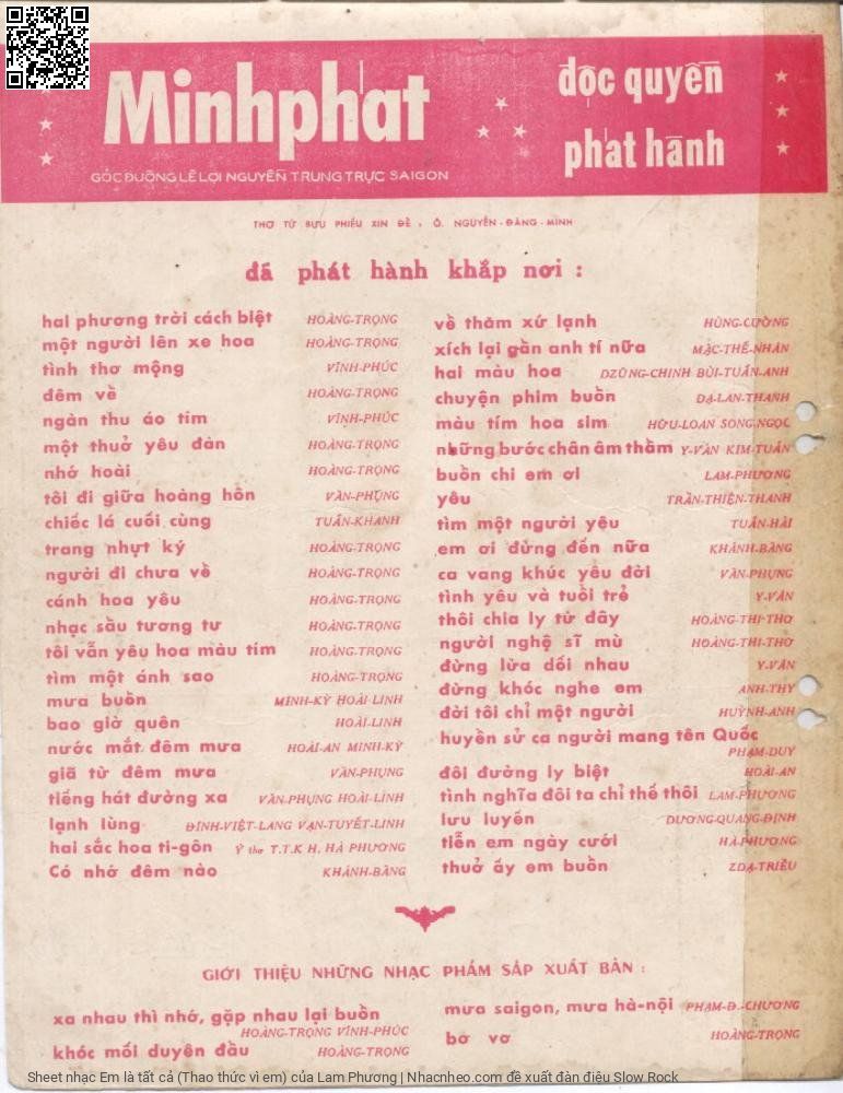 Trang 4 của Sheet nhạc PDF bài hát Em là tất cả (Thao thức vì em) - Lam Phương, 1. Em ơi suốt  đêm thao thức vì  em. Vì lời giã  từ lúc anh ra  về Rằng  mai đây anh lại  thăm