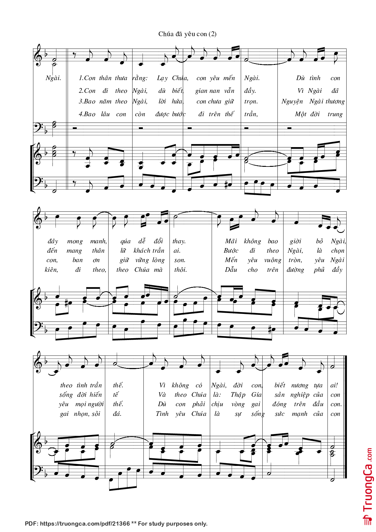 Trang 2 của Sheet nhạc PDF bài hát Chúa đã yêu con (bè, đệm piano) - Huy Hoàng