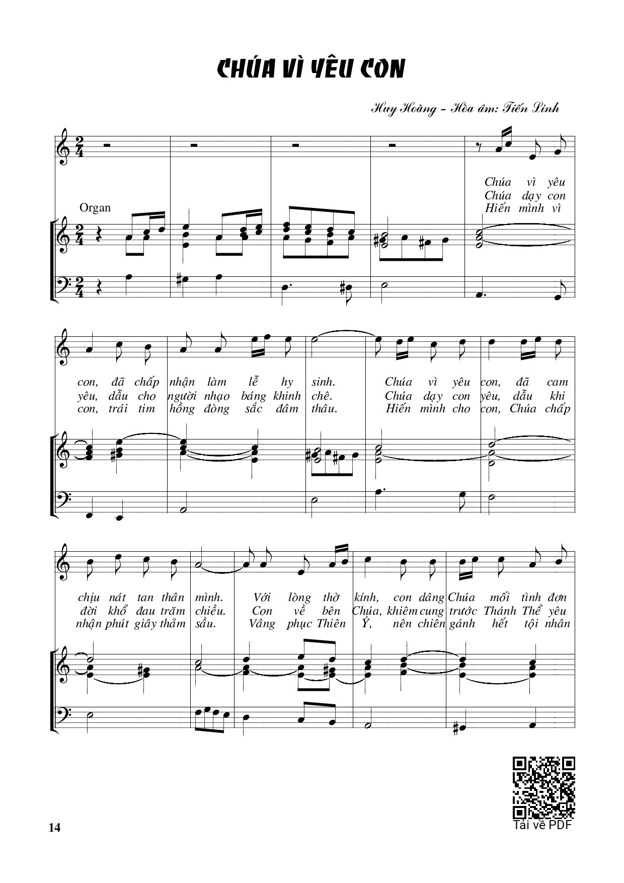 Sheet nhạc PDF bài Chúa vì yêu con – Huy Hoàng