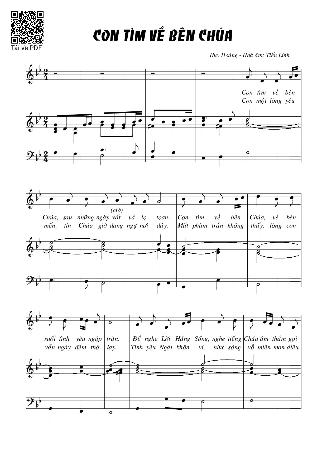 Sheet nhạc PDF bài Con tìm về bên Chúa – Huy Hoàng