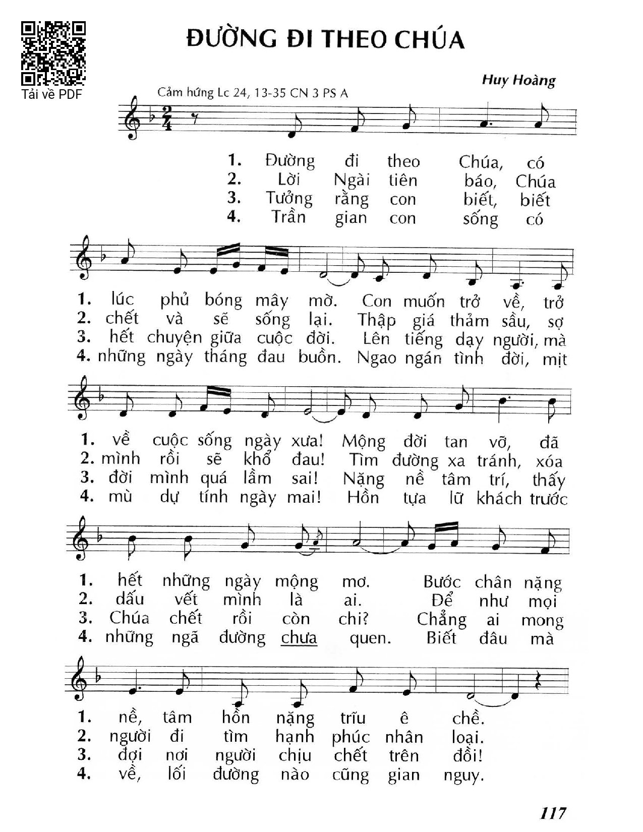 Sheet nhạc PDF bài Đường đi theo Chúa