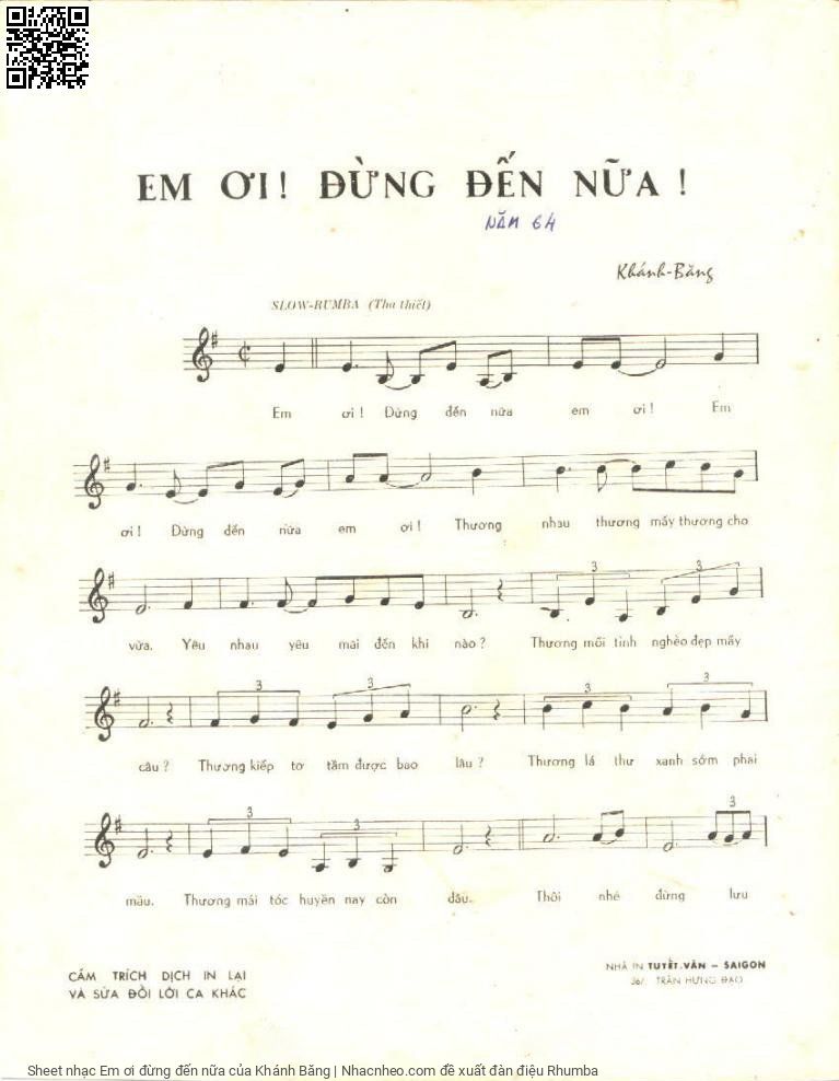 Trang 2 của Sheet nhạc PDF bài hát Em ơi đừng đến nữa - Khánh Băng, 1. Em  ơi, đừng đến nữa em ơi. Em ơi đừng  đến nữa  em ơi Thương  nhau, thương mấy, thương cho  vừa