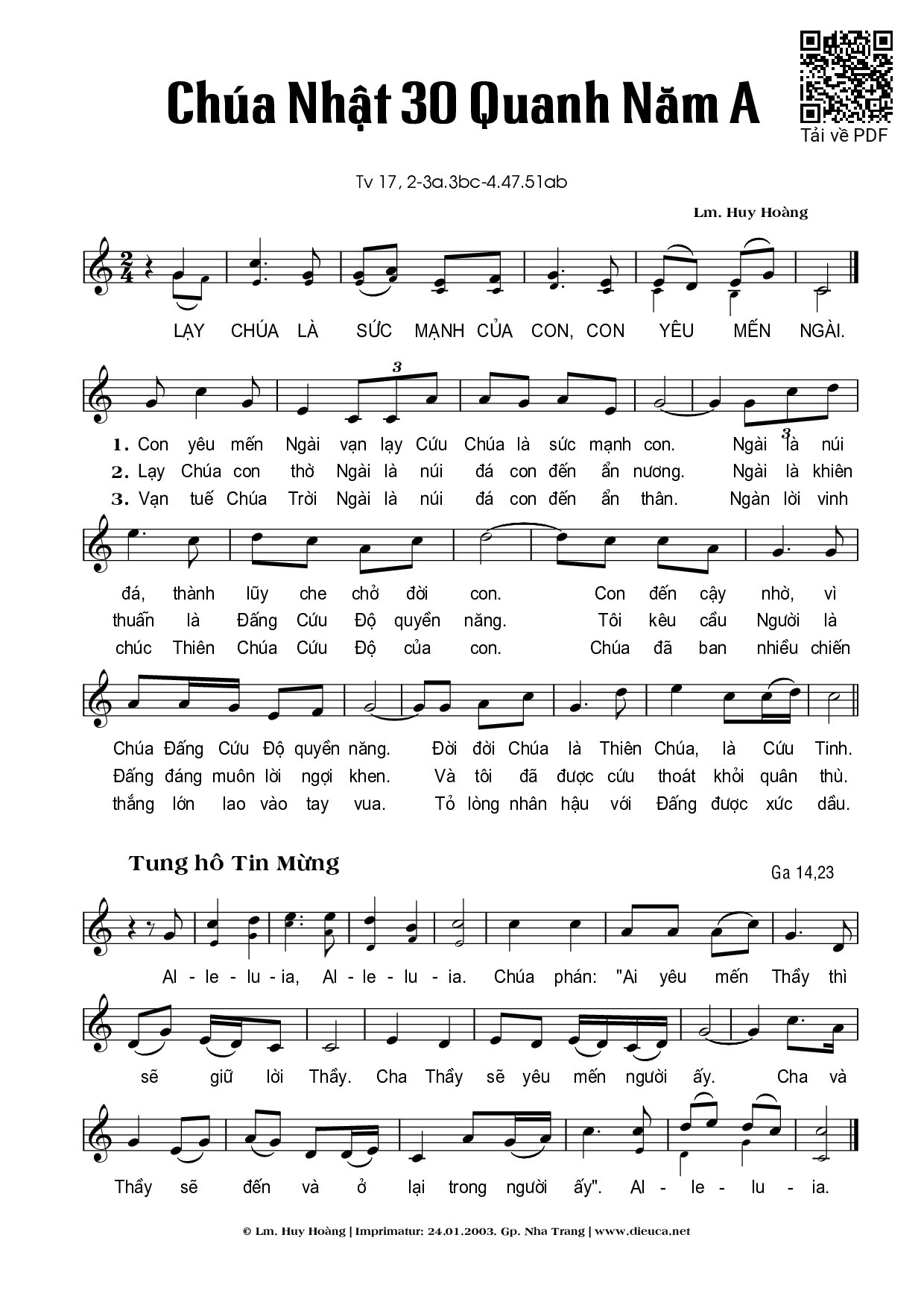Trang 1 của Sheet nhạc PDF bài hát Chúa Nhật 30A Thường Niên  - Huy Hoàng