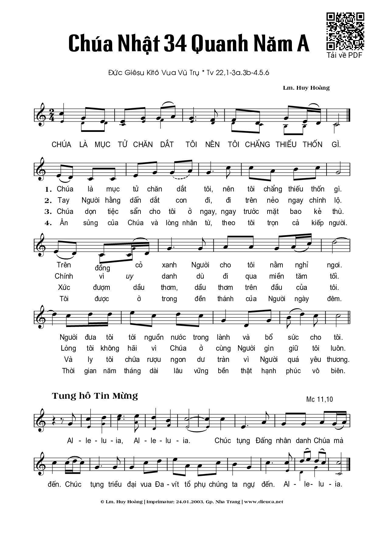 Trang 1 của Sheet nhạc PDF bài hát Chúa Nhật 34A Thường Niên - Huy Hoàng