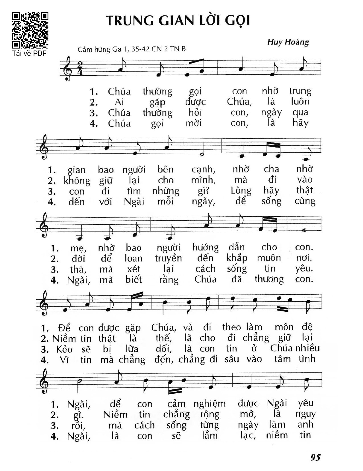Sheet nhạc PDF bài Trung gian lời gọi (Ga. 1)