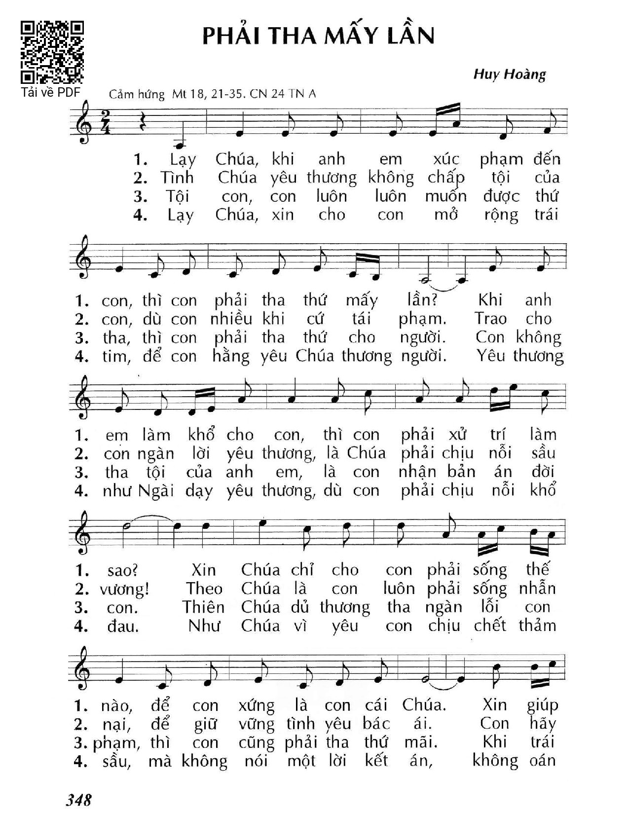 Sheet nhạc PDF bài Phải tha mấy lần (Mt. 18)