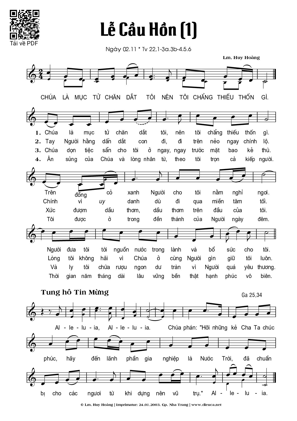 Sheet nhạc PDF bài Cầu Hồn 1 - Huy Hoàng