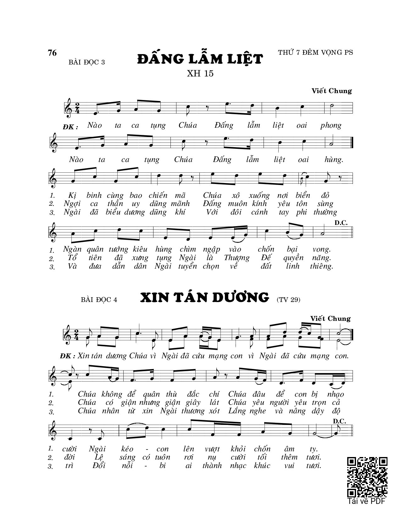 Trang 1 của Sheet nhạc PDF bài hát Đấng lẫm liệt (Xh. 15) - Viết Chung