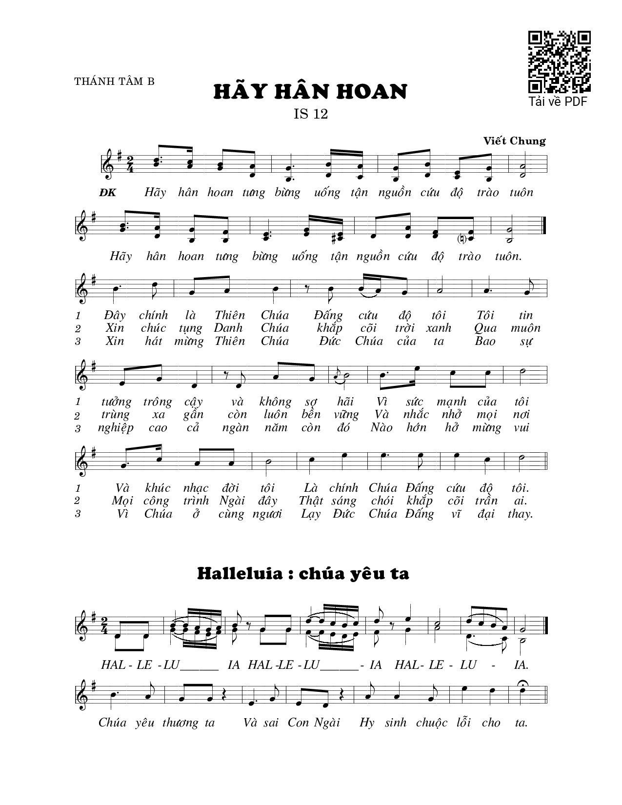 Sheet nhạc PDF bài Hãy hân hoan (Is. 12)
