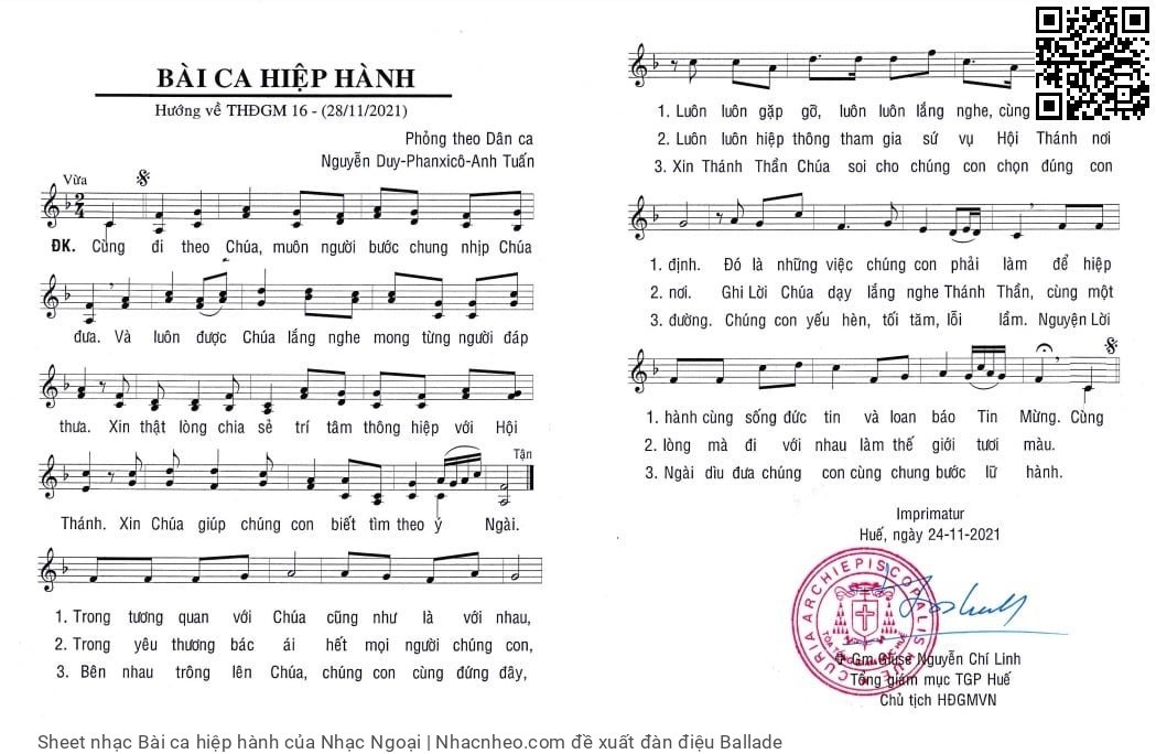 Trang 1 của Sheet nhạc PDF bài hát Bài ca hiệp hành - Nhạc Ngoại, Intro:.  ĐK: Cùng  đi theo  Chúa, muôn người  bước chung nhịp Chúa  đưa