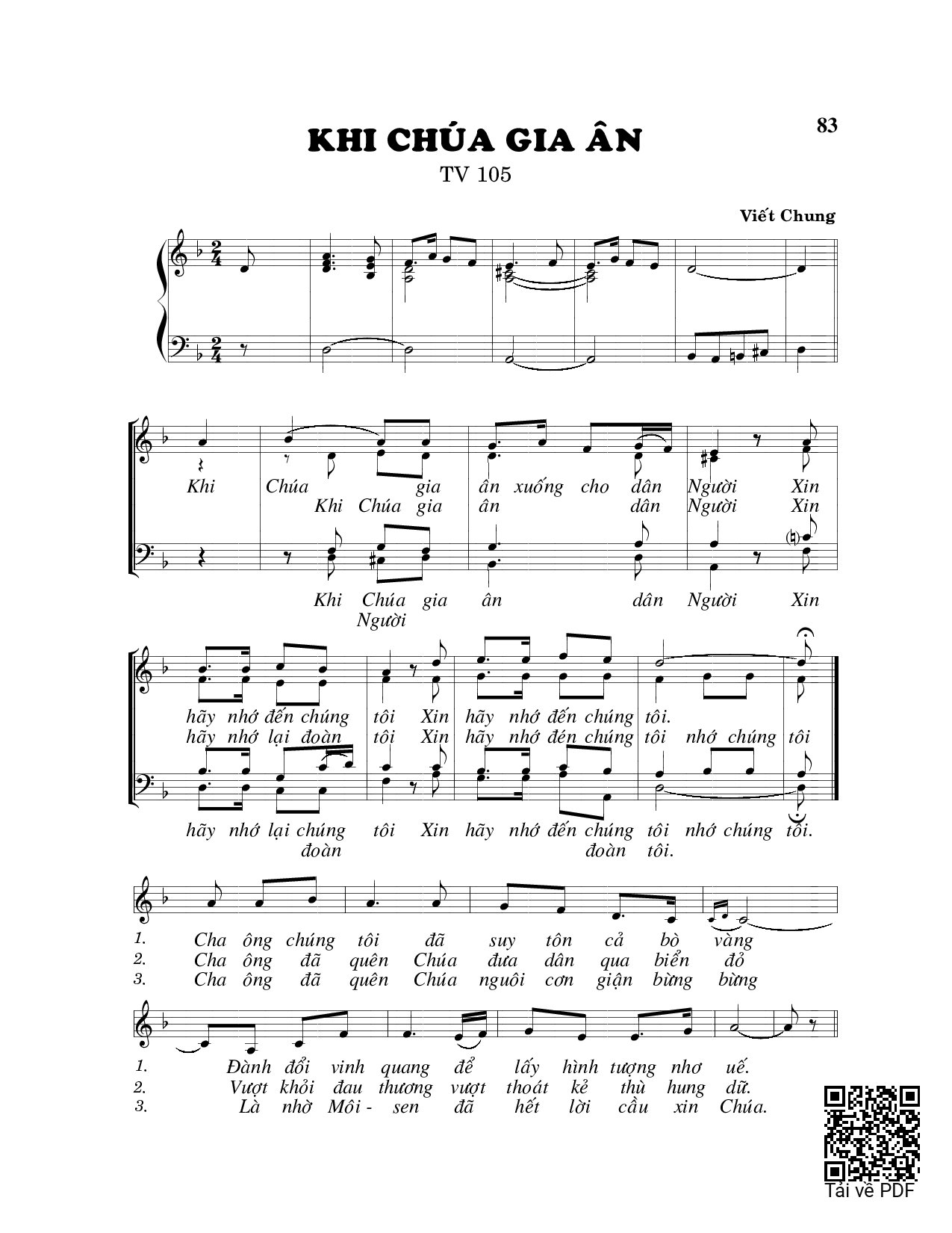Trang 1 của Sheet nhạc PDF bài hát Khi Chúa gia ân - Viết Chung