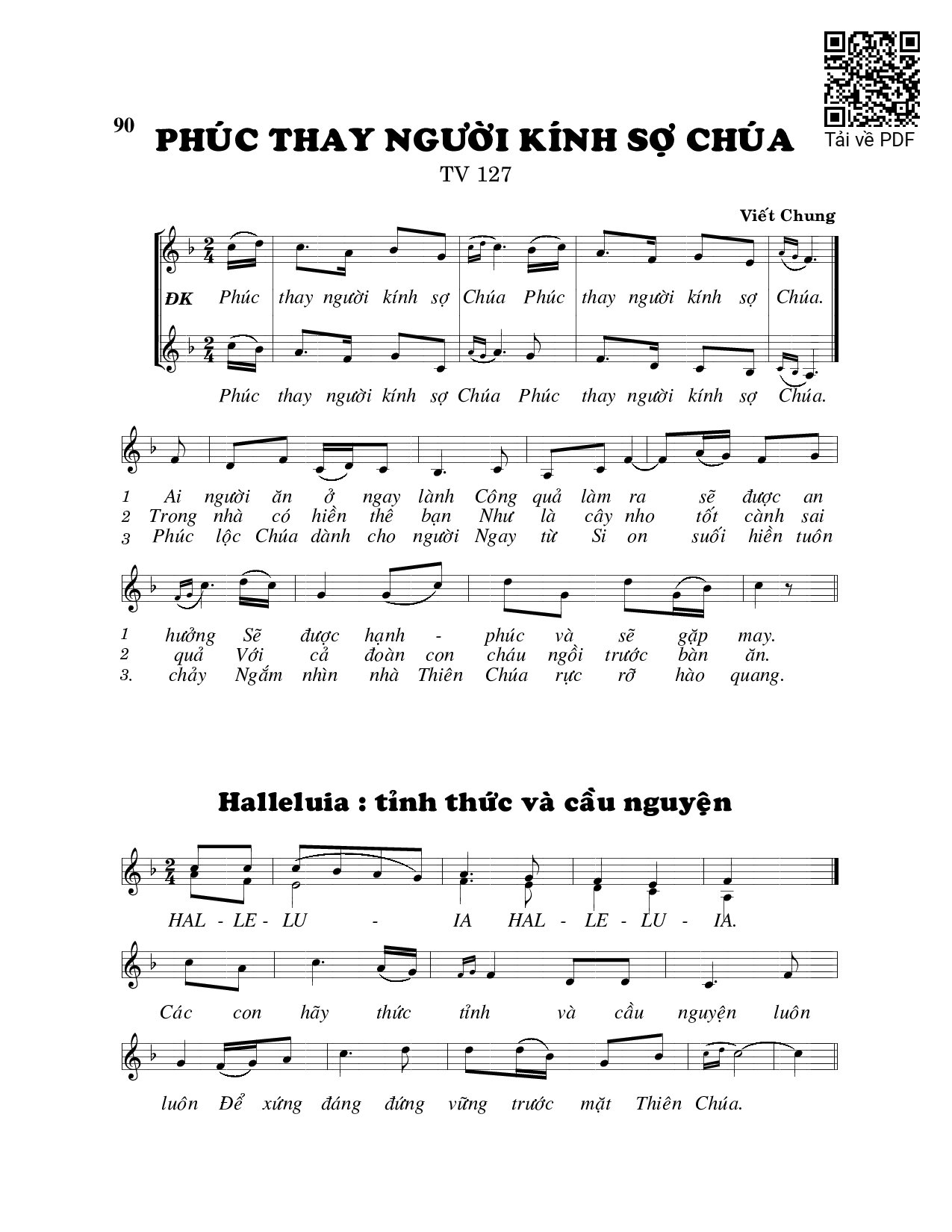 Sheet nhạc PDF bài Phúc thay người kính sợ Chúa