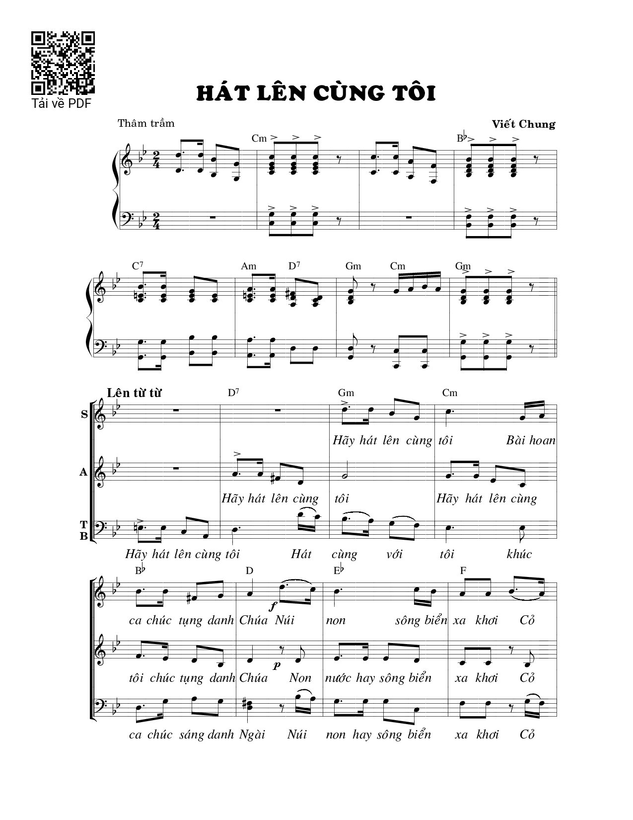 Sheet nhạc PDF bài Hát lên cùng tôi