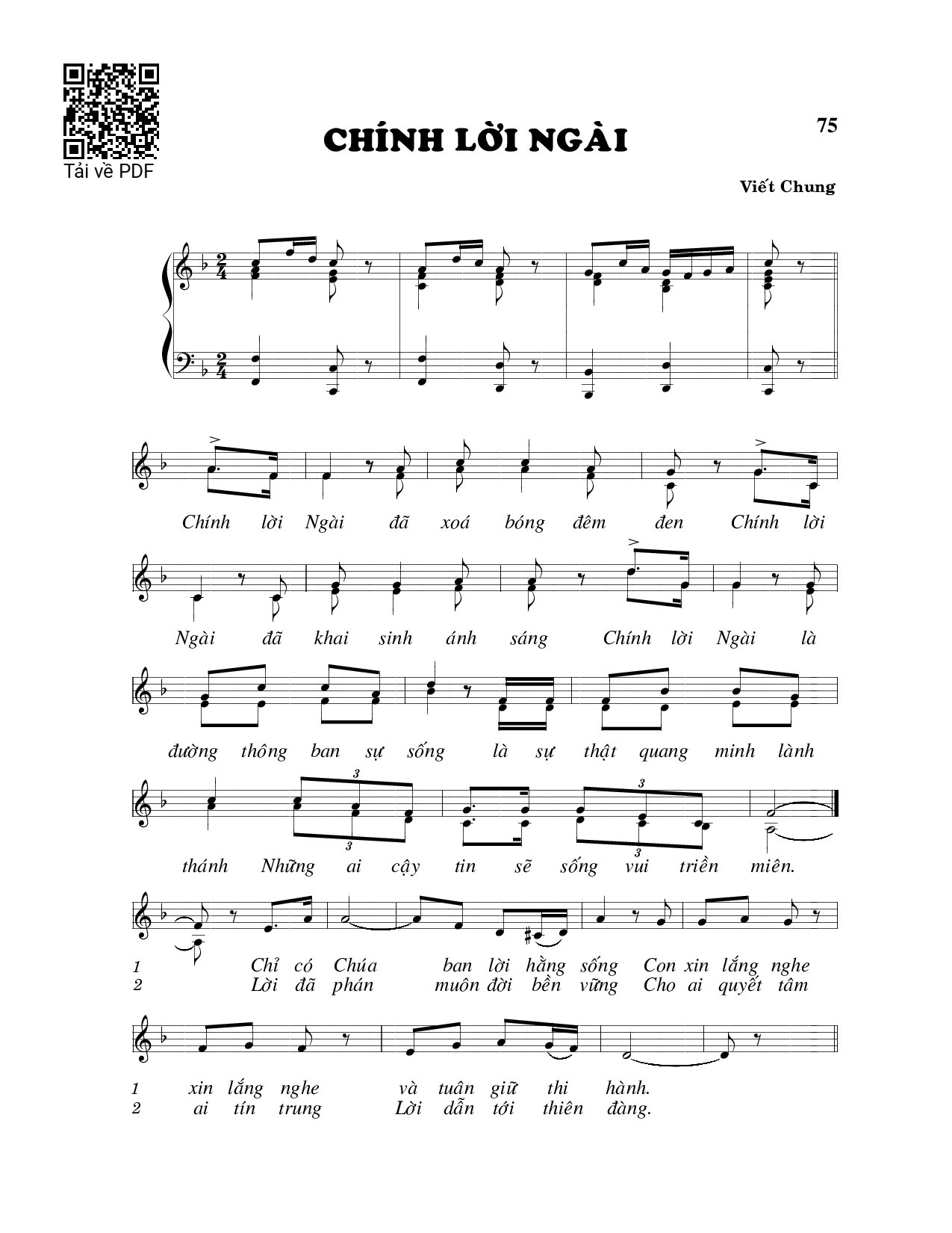 Trang 1 của Sheet nhạc PDF bài hát Chính lời Ngài - Viết Chung