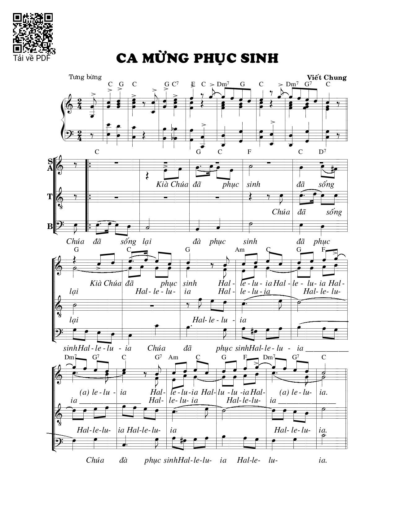 Trang 1 của Sheet nhạc PDF bài hát Ca mừng Phục Sinh - Viết Chung