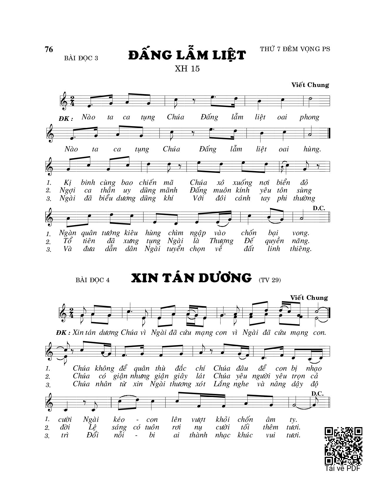 Trang 1 của Sheet nhạc PDF bài hát Xin tán dương - Viết Chung