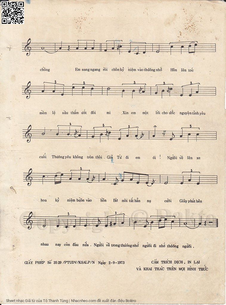 Trang 3 của Sheet nhạc PDF bài hát Giã từ - Tô Thanh Tùng, 1. Tuổi đời chân đơn  côi gót mòn đại lộ  buồn