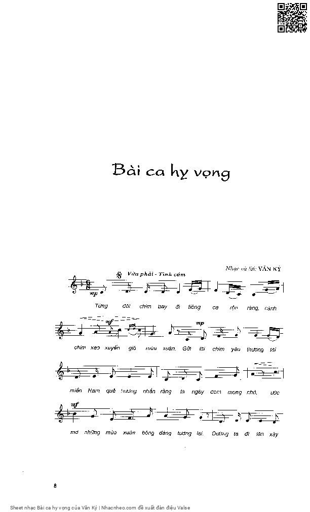 Trang 3 của Sheet nhạc PDF bài hát Bài ca hy vọng - Văn Ký, Từng  đôi chim bay  đi tiếng ca rộn  ràng. Cánh chim xao  xuyến gió mùa  xuân Gửi lời chim yêu  thương tới miền Nam quê  hương