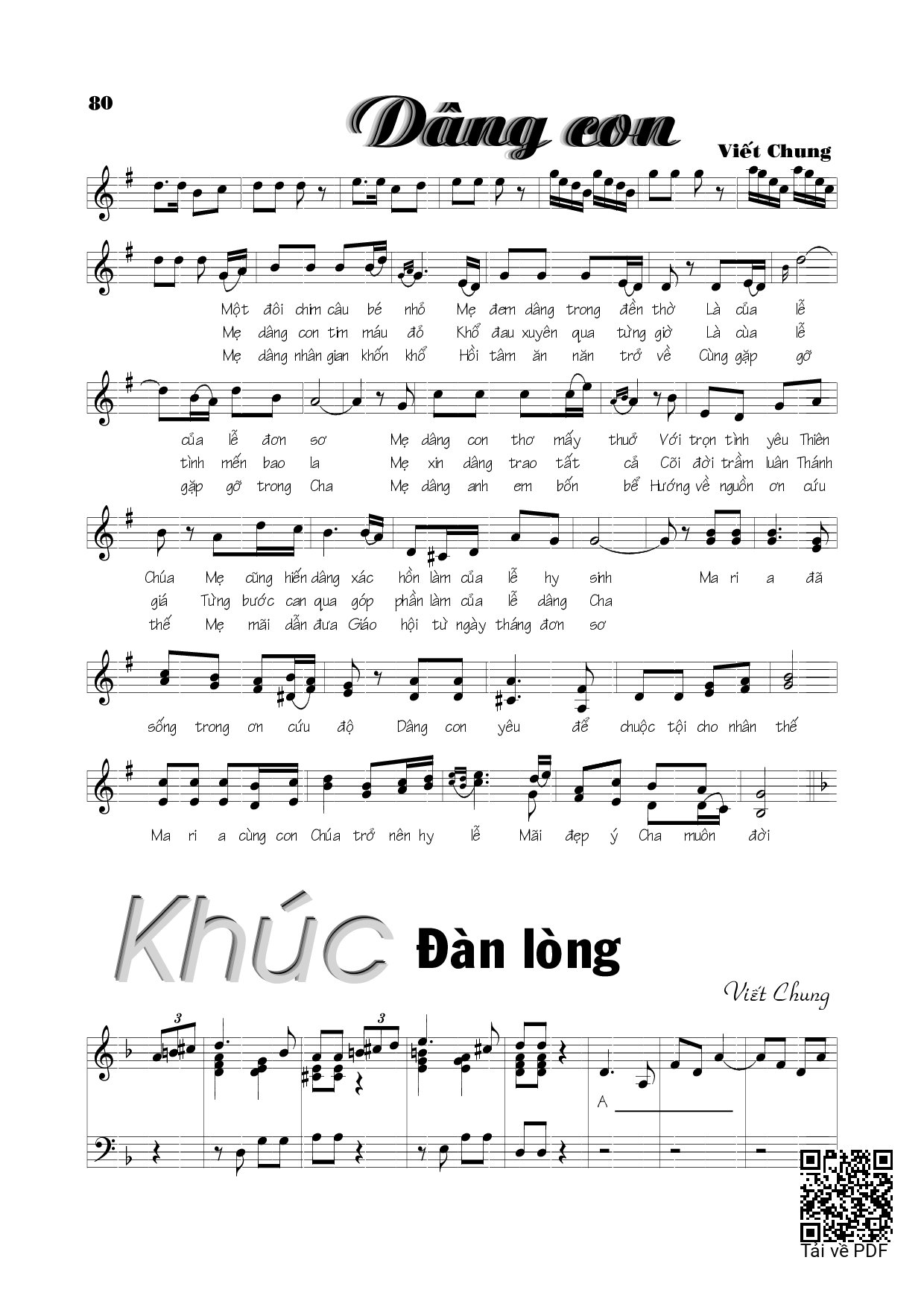 Trang 1 của Sheet nhạc PDF bài hát Khúc đàn lòng - Viết Chung