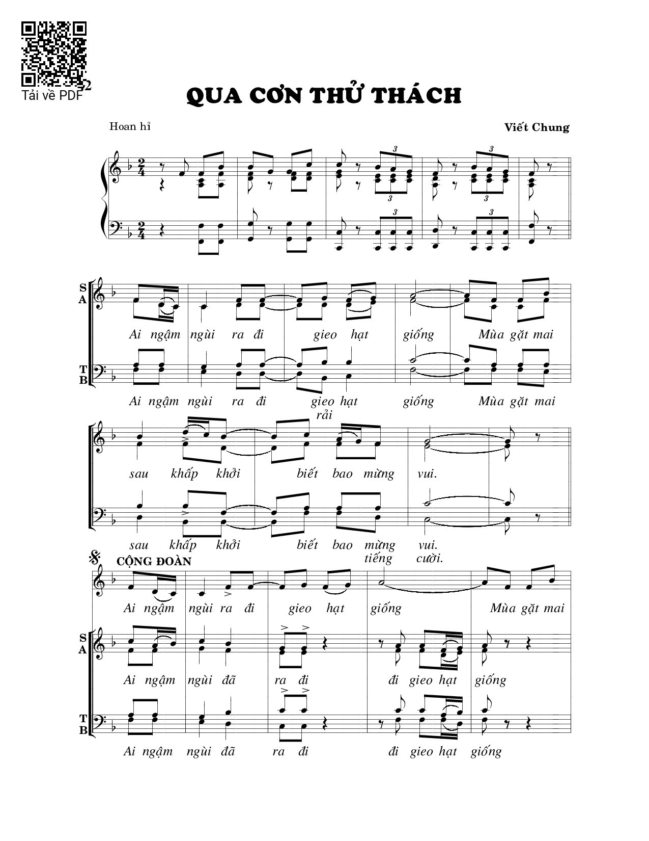 Sheet nhạc PDF bài Qua cơn thử thách