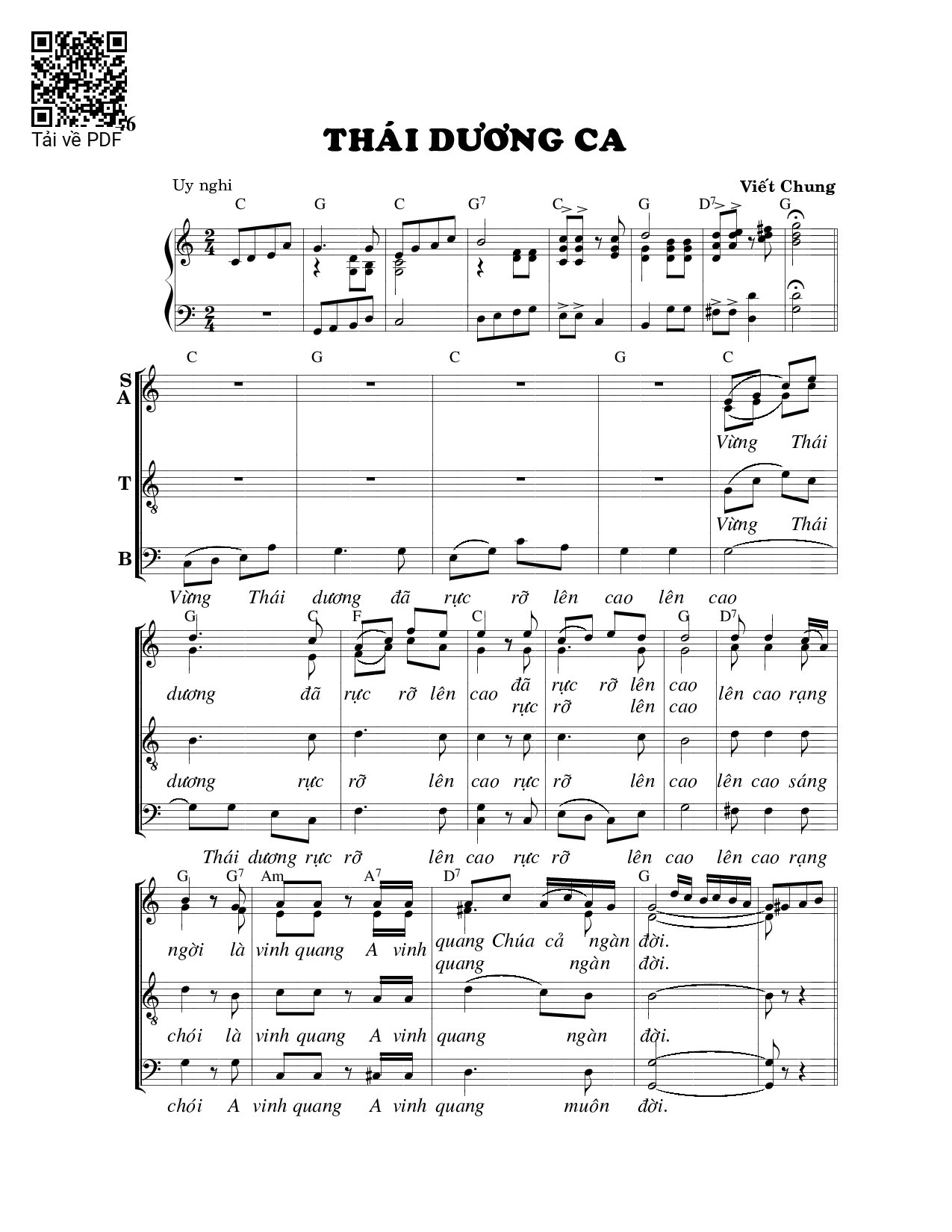 Sheet nhạc PDF bài Thái dương ca