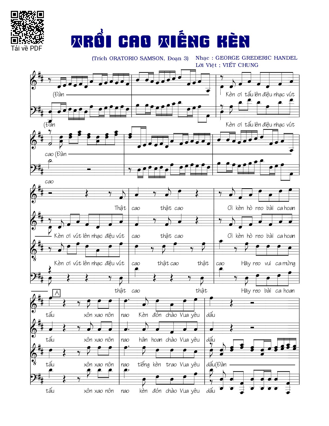 Sheet nhạc PDF bài Trổi cao tiếng kèn