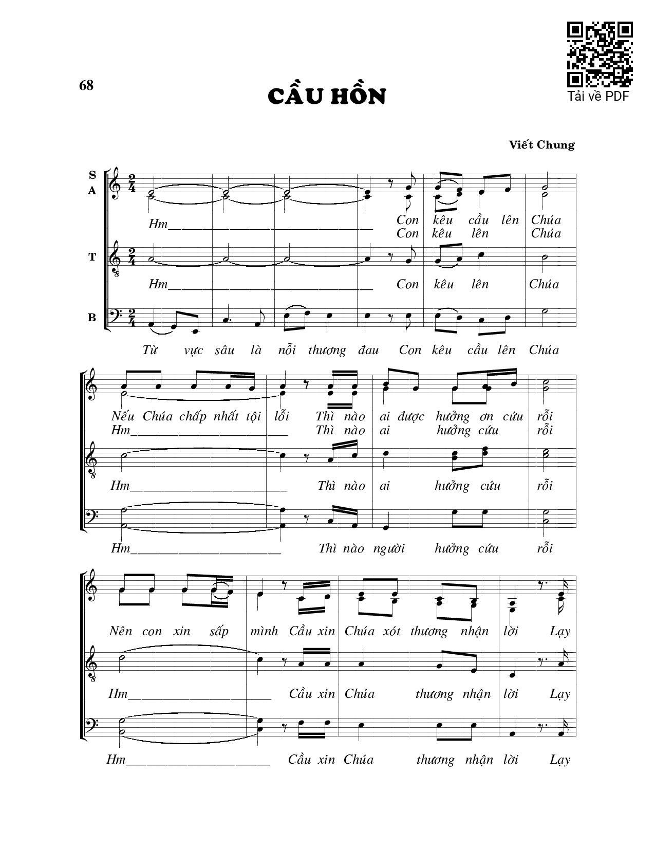 Trang 1 của Sheet nhạc PDF bài hát Cầu hồn - Viết Chung