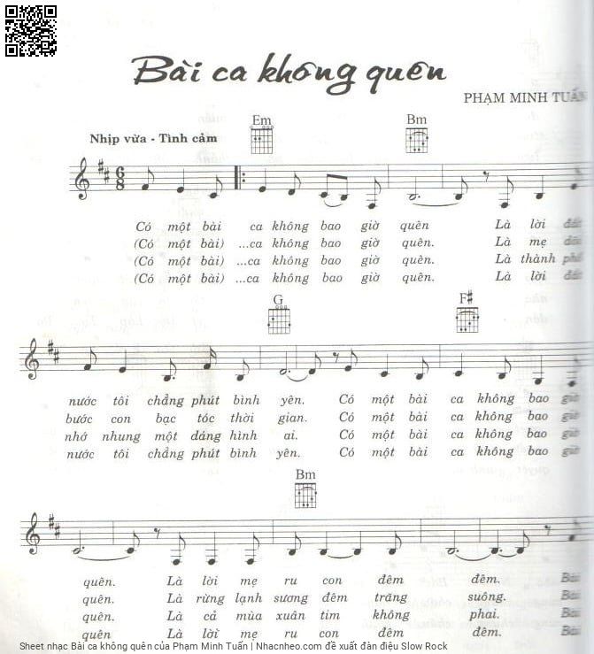 Trang 1 của Sheet nhạc PDF bài hát Bài ca không quên - Phạm Minh Tuấn, 1. Có một bài  ca không bao giờ  quên. Là lời đất nước tôi chẳng phút bình  yên