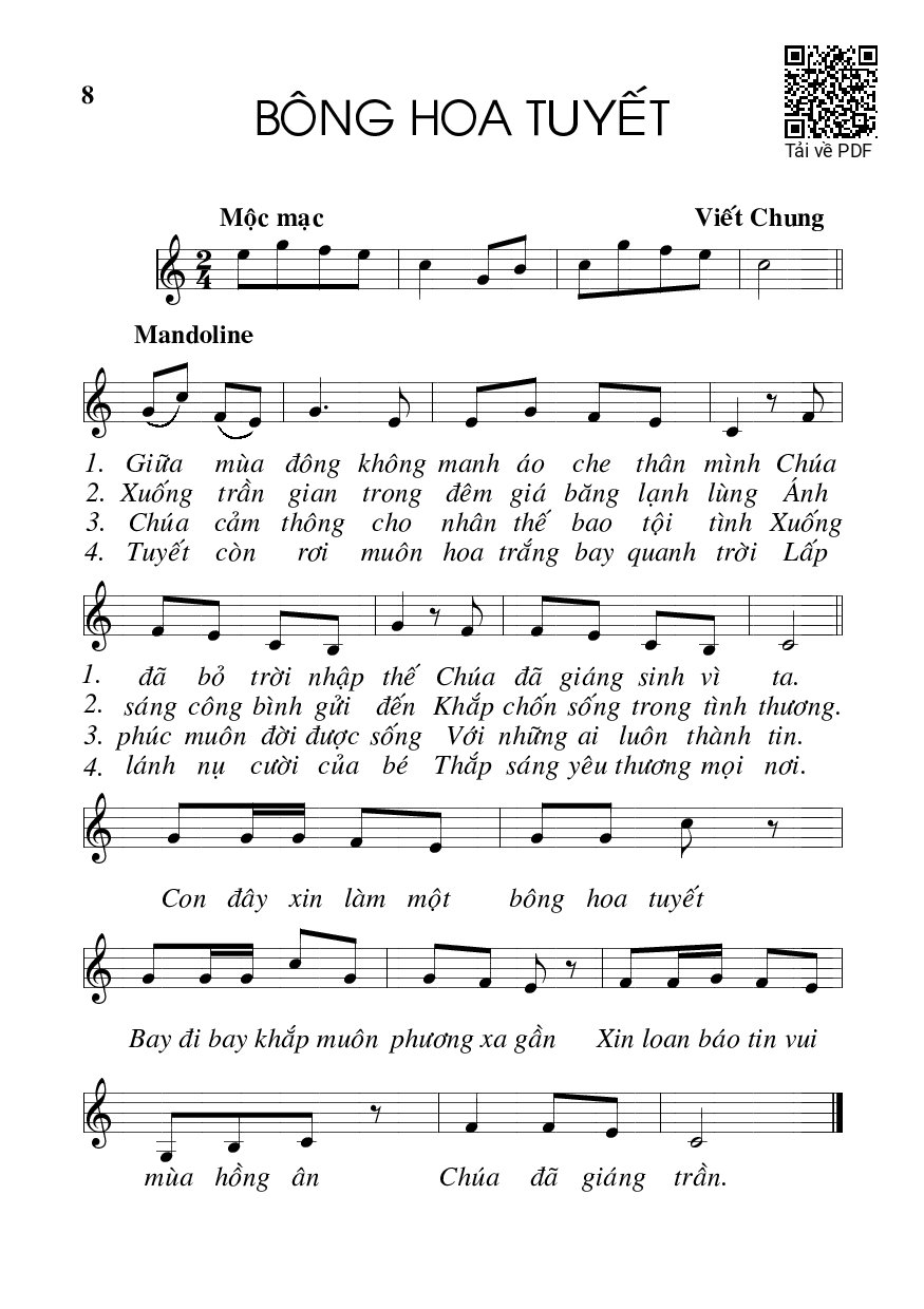 Sheet nhạc PDF bài Bông hoa tuyết