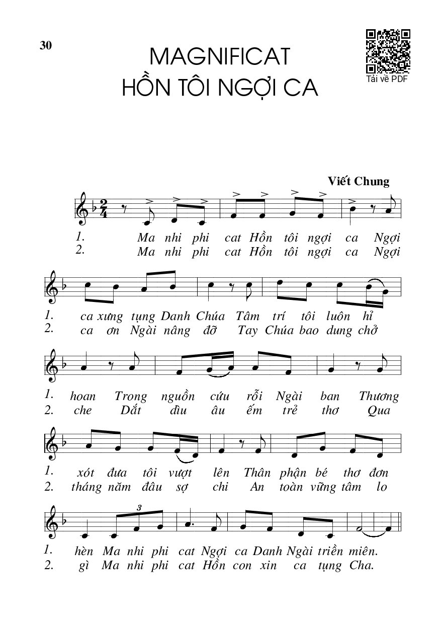 Sheet nhạc PDF bài Magnificat Hồn tôi ngợi ca