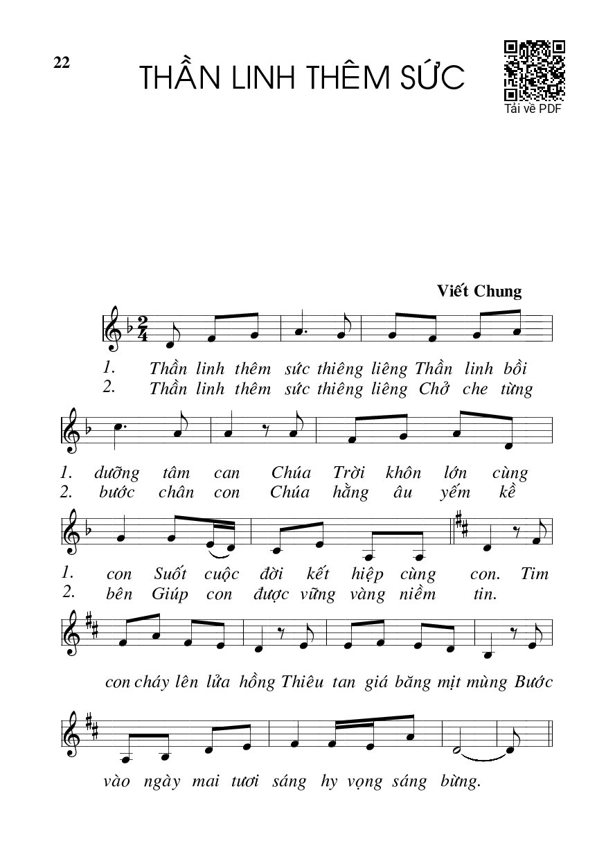 Trang 1 của Sheet nhạc PDF bài hát Thần Linh thêm sức - Viết Chung