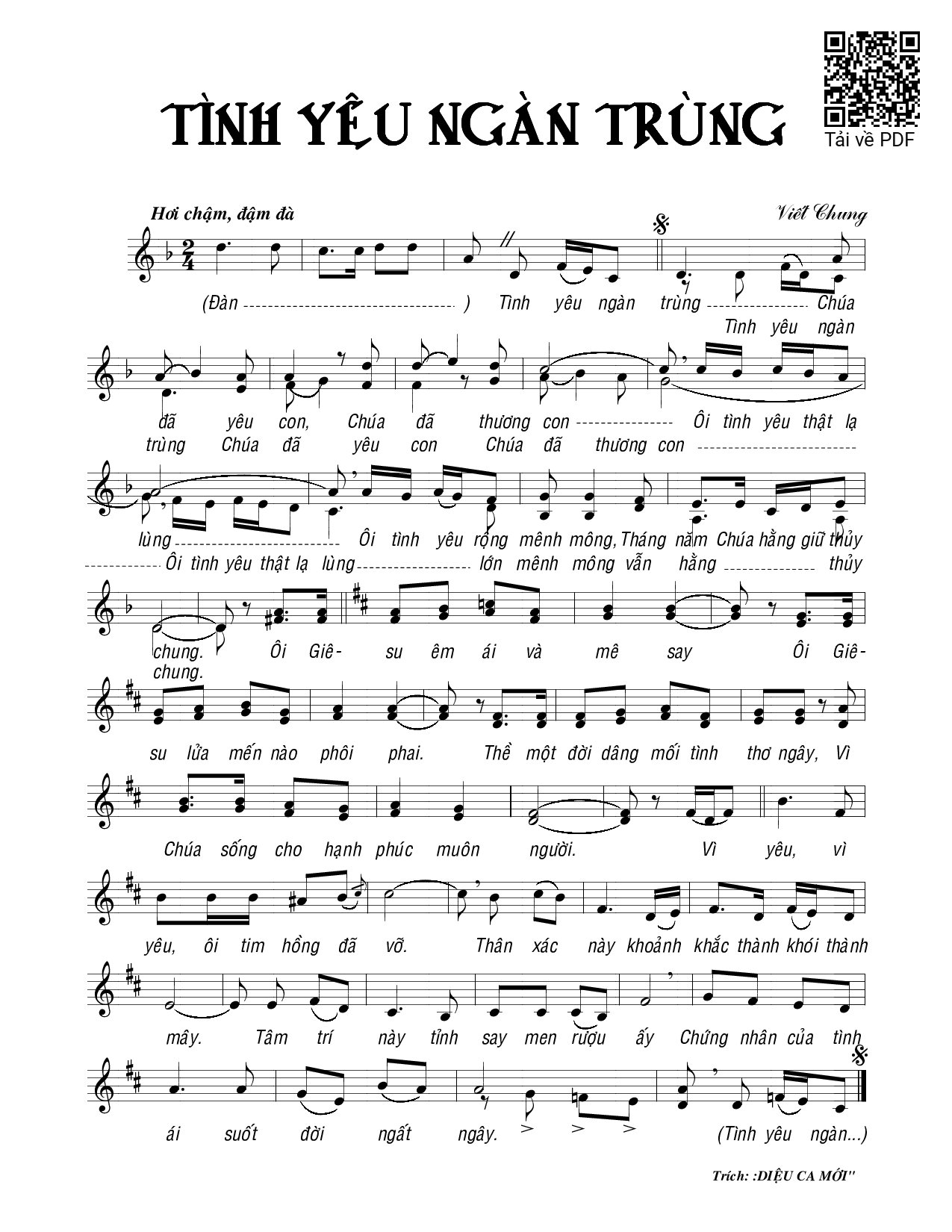 Sheet nhạc PDF bài Tình yêu ngàn trùng