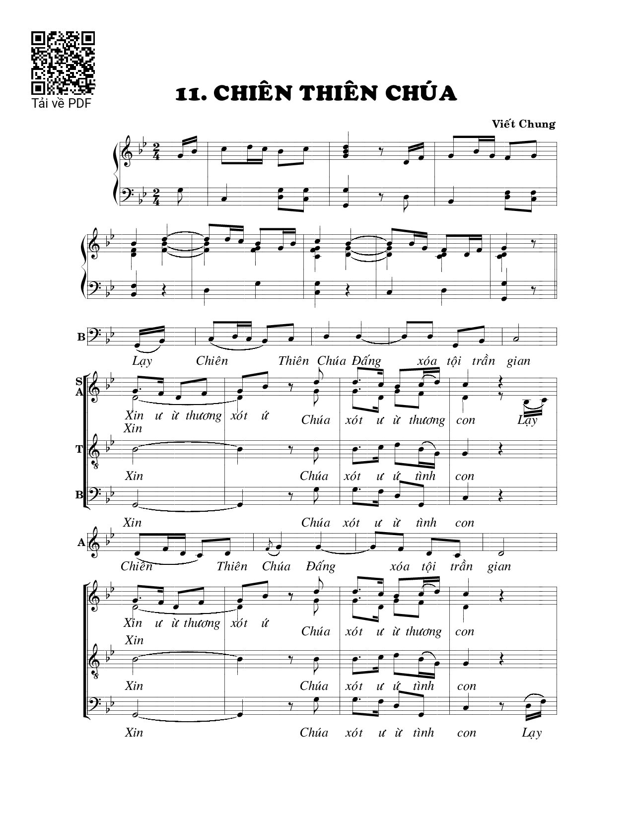 Trang 1 của Sheet nhạc PDF bài hát Chiên Thiên Chúa - Viết Chung