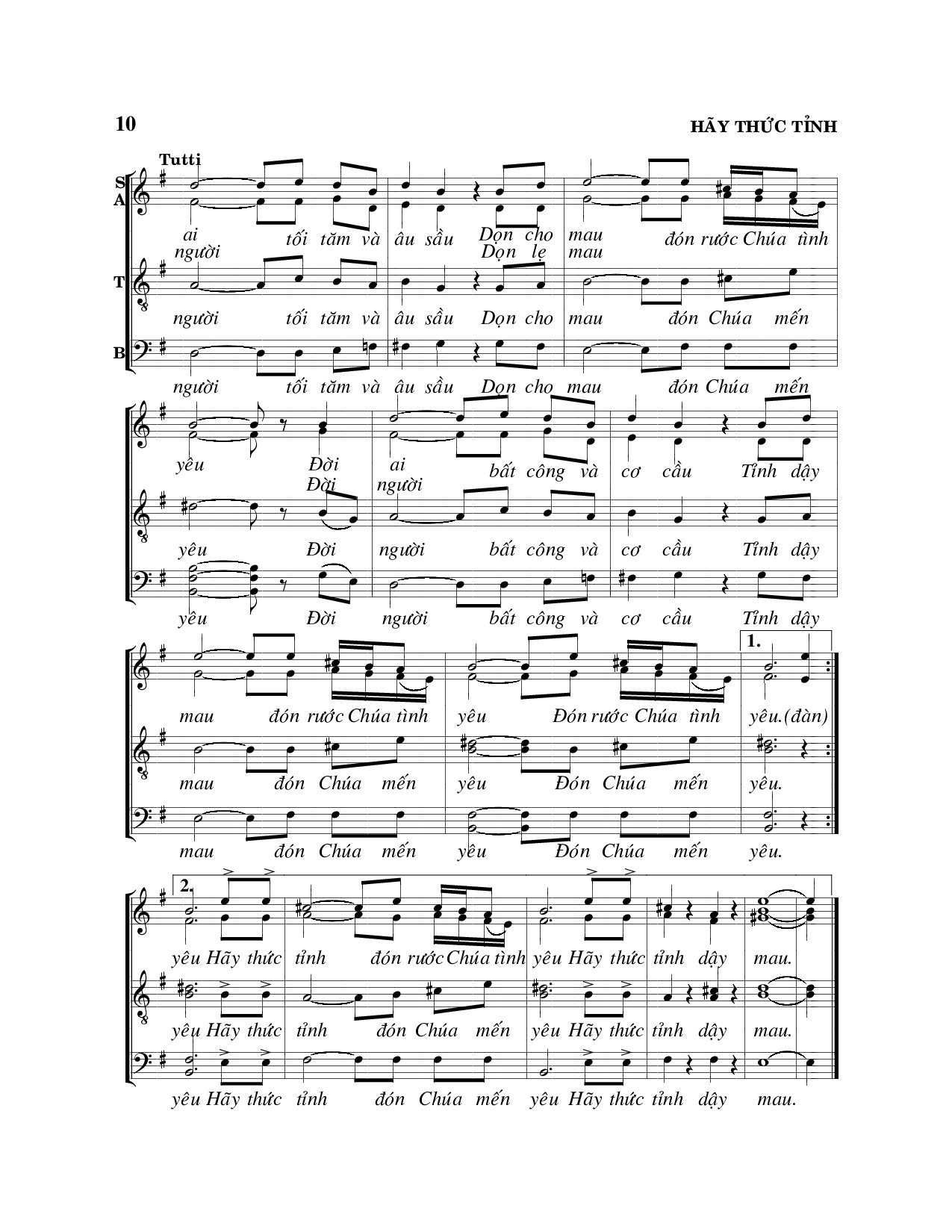 Trang 2 của Sheet nhạc PDF bài hát Hãy thức tỉnh - Viết Chung